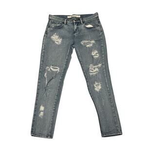 Melville Distressed Ripped Straight Leg Jeans Size 25 Blue 100% Cotton Denim